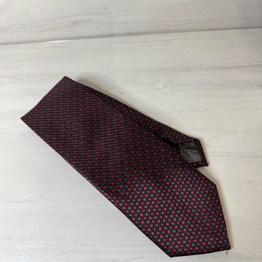 Alexander Julian Red and Black Geometric Tie